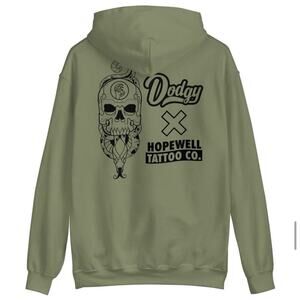 Dodgy Collective x Hopewell Tattoo Hoodie Collab - Olive Green - NWT - Size S